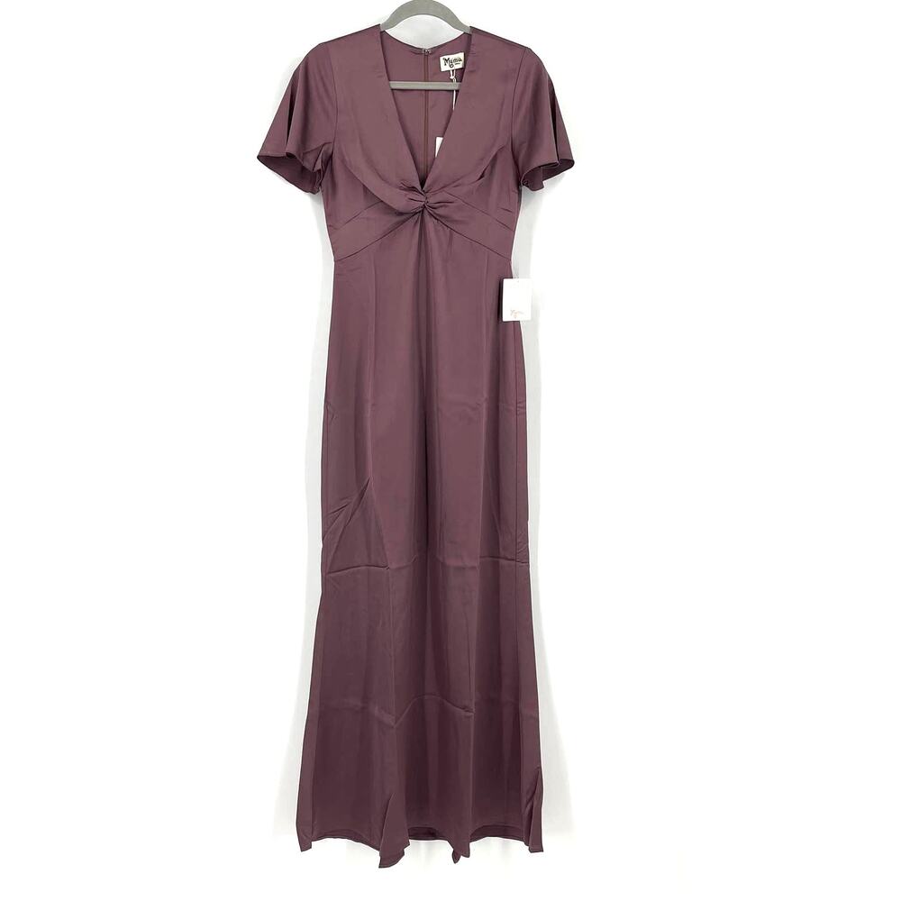Show Me Your MuMu Rome Twist Gown Dusty Plum Luxe Satin Small NWT - Picture 9 of 10